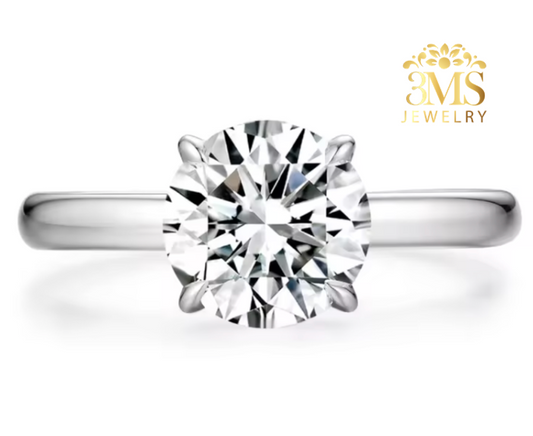 Kiara Moissanite Round Brilliant-cut Engagement Ring 10ct. (S925 sterling silver & Rhodium-plated)