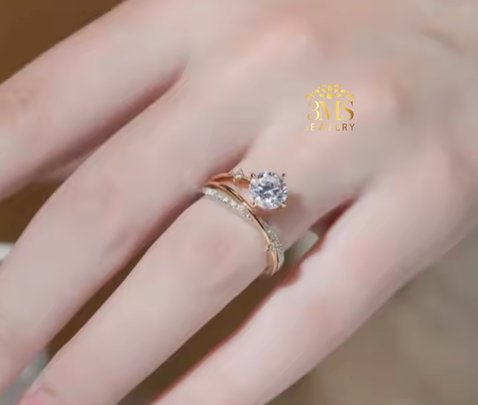 Audrey Moissanite Diamond Engagement Ring 1.0 ct. (S925 sterling silver, Vermeil)