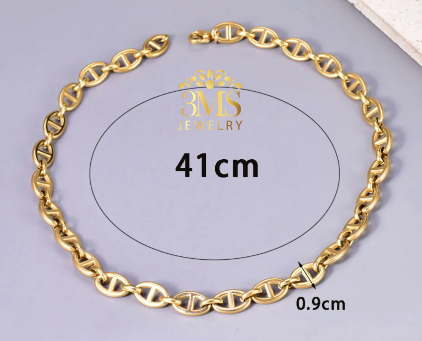 "18K Gold bracelet in titanium steel with gold vermeil - size details view"