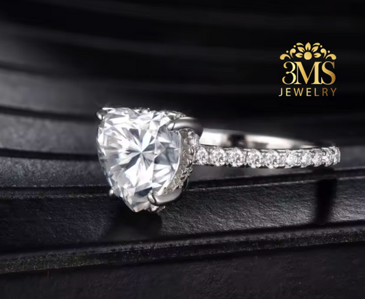 Benecia Moissanite Heart-cut Engagement Ring 3.5 ct. (S925 sterling silver & Rhodium-plated)