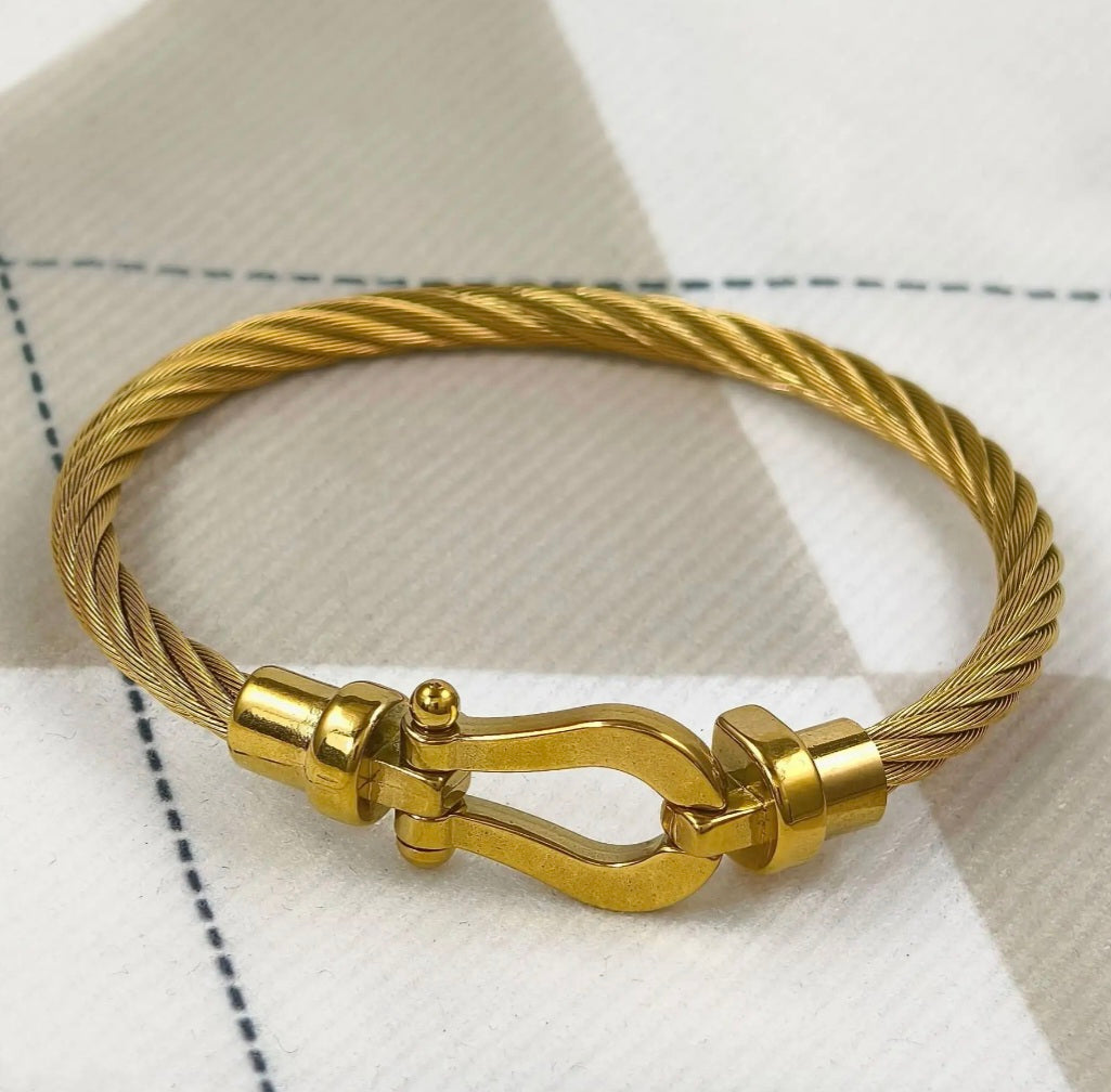 Jayden Bangle Bracelet (Unisex) Titanium steel, Vermeil