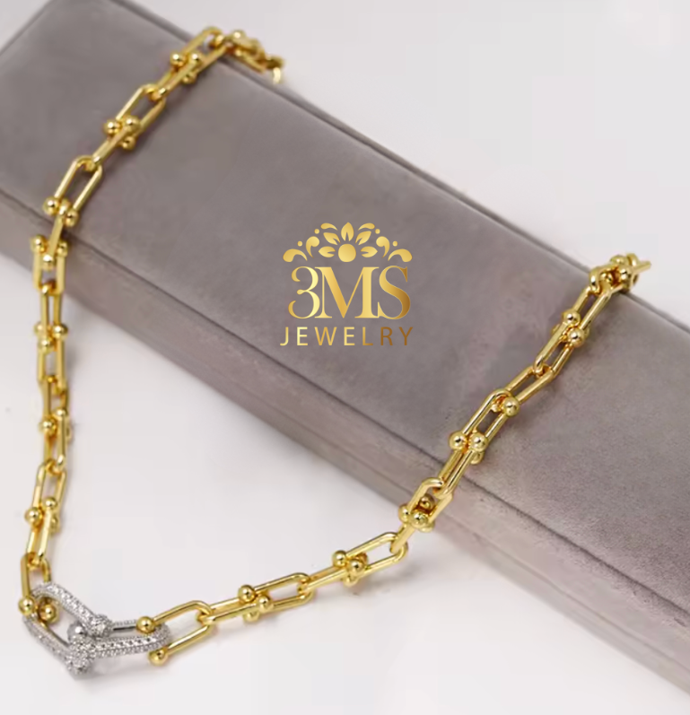 Tieny Link Necklace (Stainless steel) Vermeil