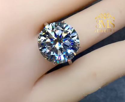 Kiara Moissanite Round Brilliant-cut Engagement Ring 10ct. (S925 sterling silver & Rhodium-plated)