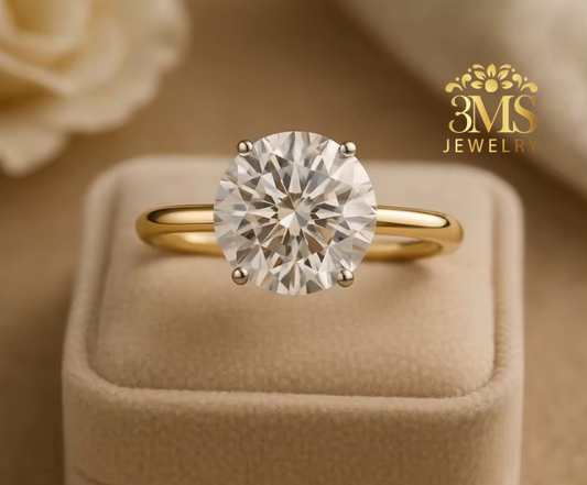 Kiara Moissanite Round Brilliant-cut Engagement Ring 10ct. (S925 sterling silver & Rhodium-plated)