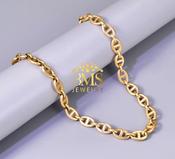 "18K Gold bracelet in titanium steel with gold vermeil  - side view"