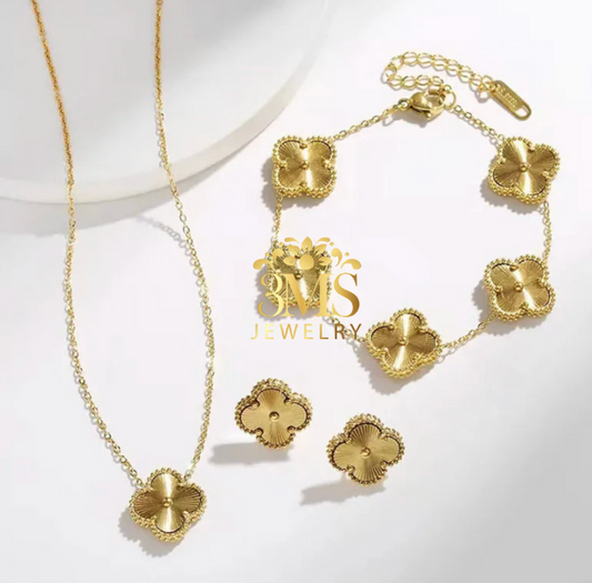MITZY CLOVER LEAF SET (EARRING, NECKLACE & BRACELET)