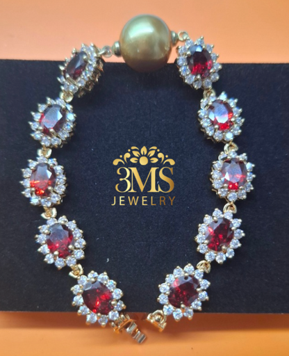 Natural Garnet & Deep Golden South Sea Pearl