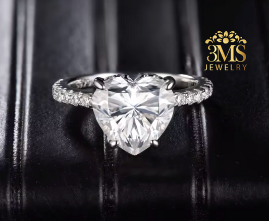Benecia Moissanite Heart-cut Engagement Ring 3.5 ct. (S925 sterling silver & Rhodium-plated)