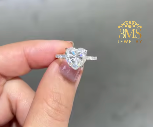 Benecia Moissanite Heart-cut Engagement Ring 3.5 ct. (S925 sterling silver & Rhodium-plated)