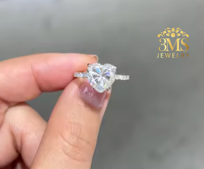 Benecia Moissanite Heart-cut Engagement Ring 3.5 ct. (S925 sterling silver & Rhodium-plated)