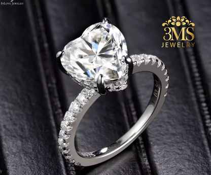 Benecia Moissanite Heart-cut Engagement Ring 3.5 ct. (S925 sterling silver & Rhodium-plated)