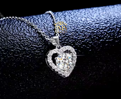 "1.0 ct. moissanite diamond VVS1 D color white gold necklace in sterling silver with gold vermeil - side view"