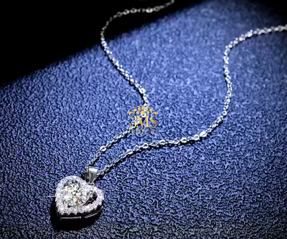 "1.0 ct. moissanite diamond VVS1 D color white gold necklace in sterling silver with gold vermeil - side details"