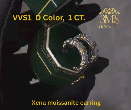 XENA MOISSANITE DIAMOND EARRING 1.0 CARAT (925 sterling silver) VERMEIL