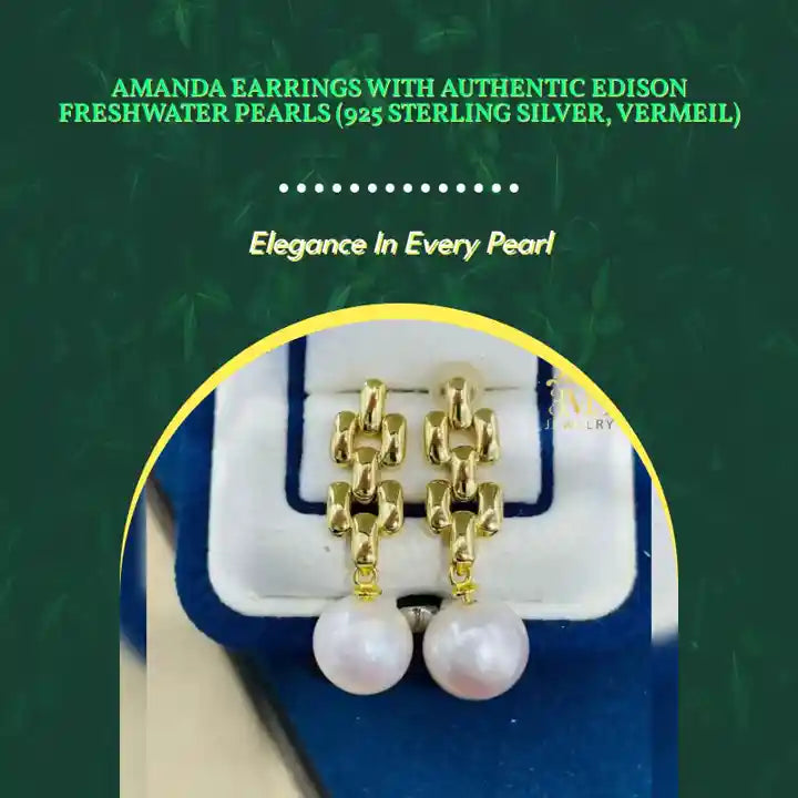 Amanda Earrings with Authentic Edison Freshwater Pearls (925 sterling silver, Vermeil) by@Outfy