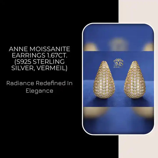 Anne Moissanite Earrings 1.67ct. (S925 sterling silver, Vermeil) by@Outfy
