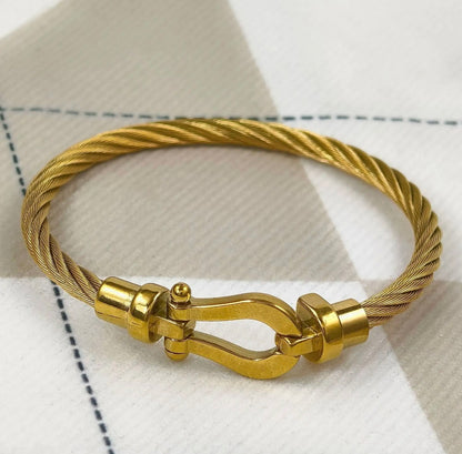 Jayden Bangle Bracelet (Unisex) Titanium steel, Vermeil