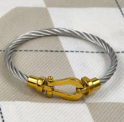 Jayden Bangle Bracelet (Unisex) Titanium steel, Vermeil