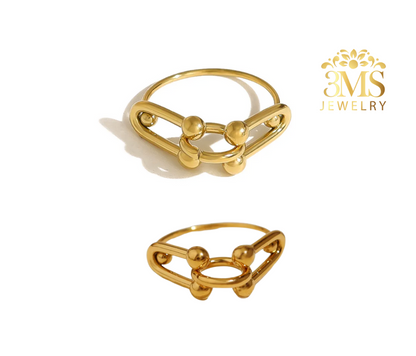 "18K gold ring in titanium steel with gold vermeil - front view"