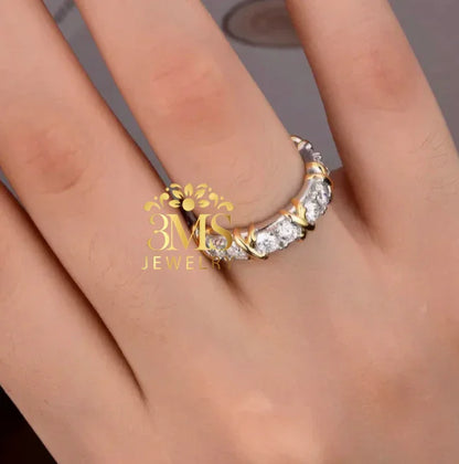 Elegant diamond eternity ring with gold accents on finger, luxury jewelry by 3MS Jewelry