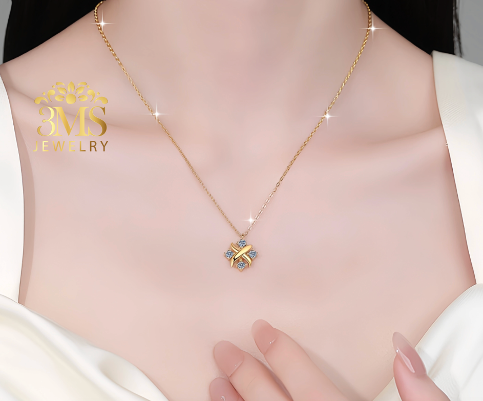 Xena Four Moissanite Diamond Necklace 0.4 ct. (925 sterling silver, Vermeil)