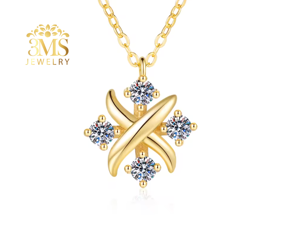 Xena Four Moissanite Diamond Necklace 0.4 ct. (925 sterling silver, Vermeil)