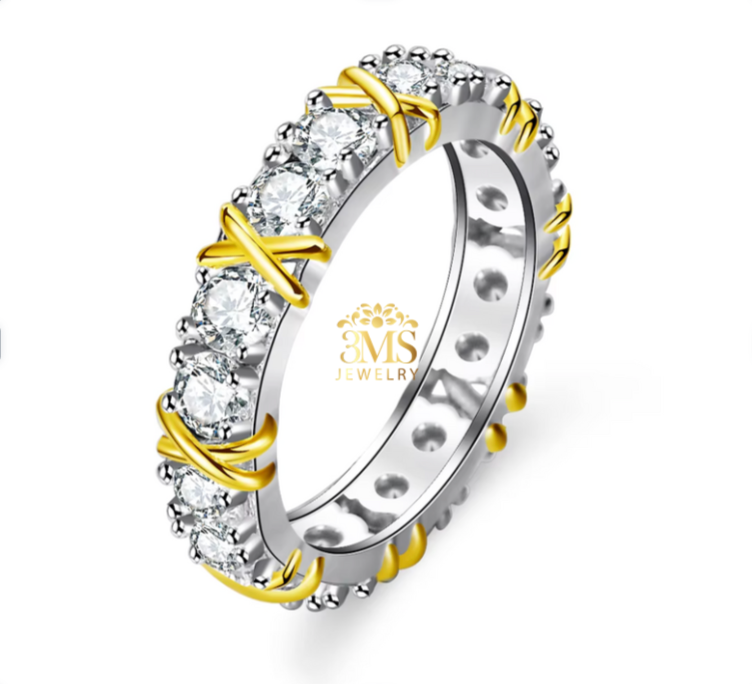 XENA MOISSANITE ETERNITY RING 1.8 CARAT (S925 Sterling Silver) VERMEIL
